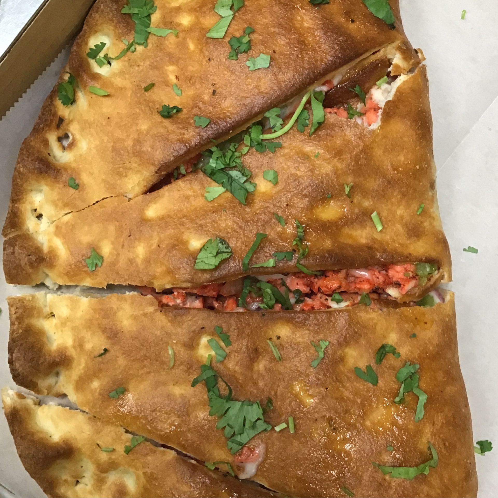 East Indian-Style Tandoori Chicken Calzone.