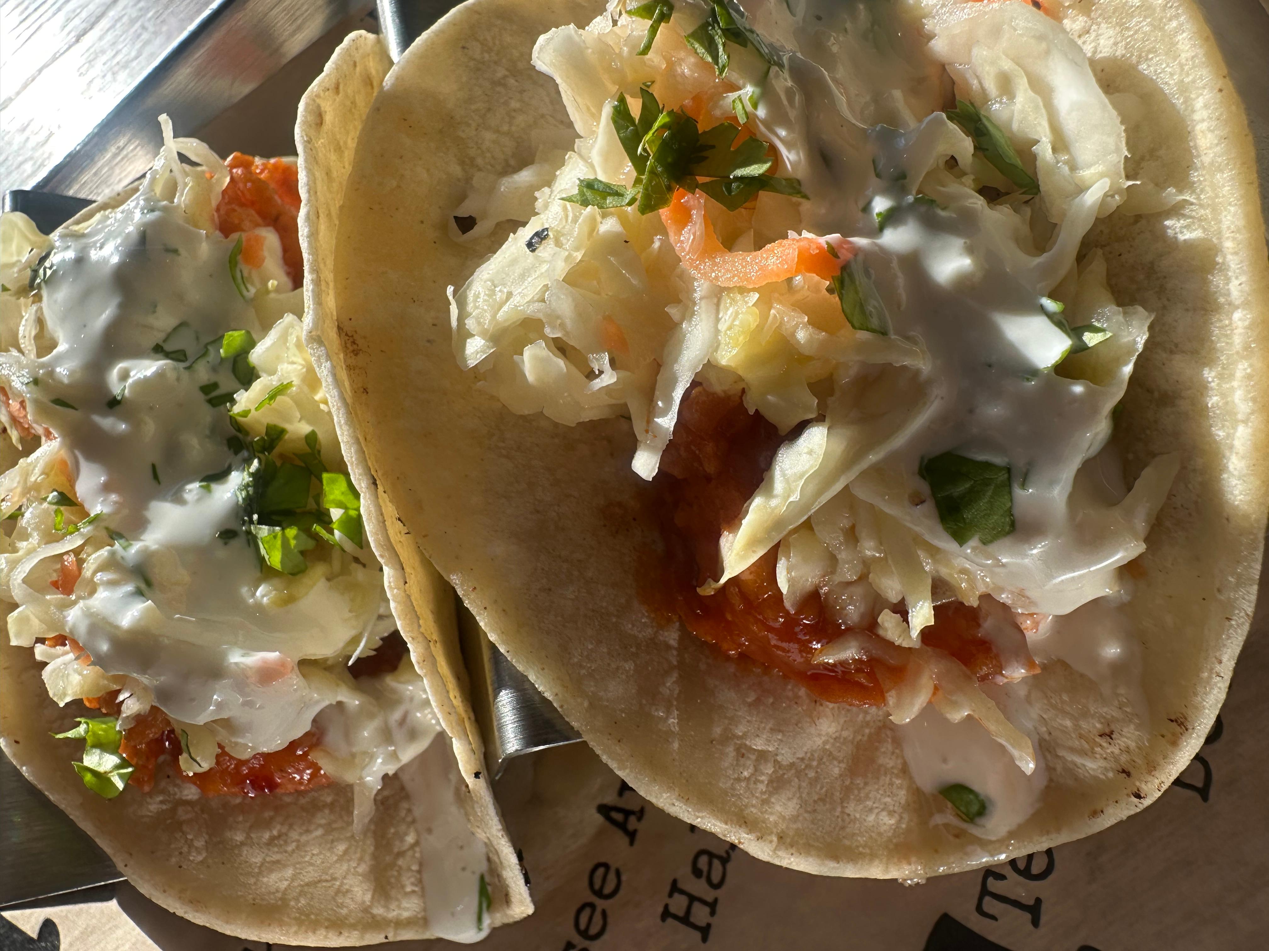 Buffalo Shrimp Tacos.