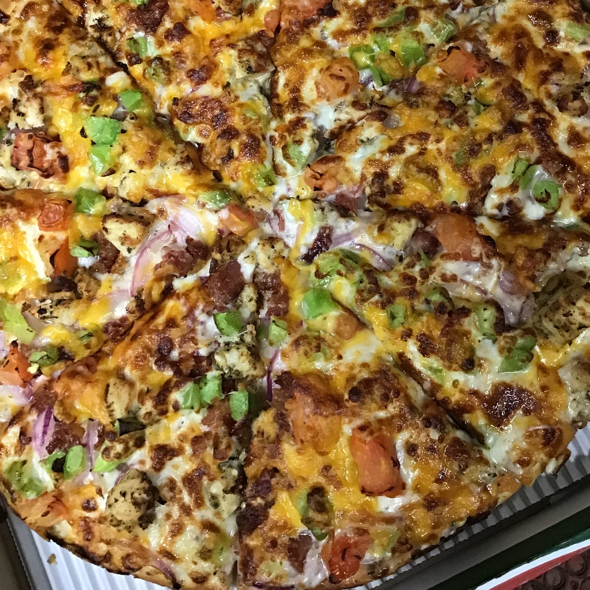 Chicken Bacon Ranch Pizza.