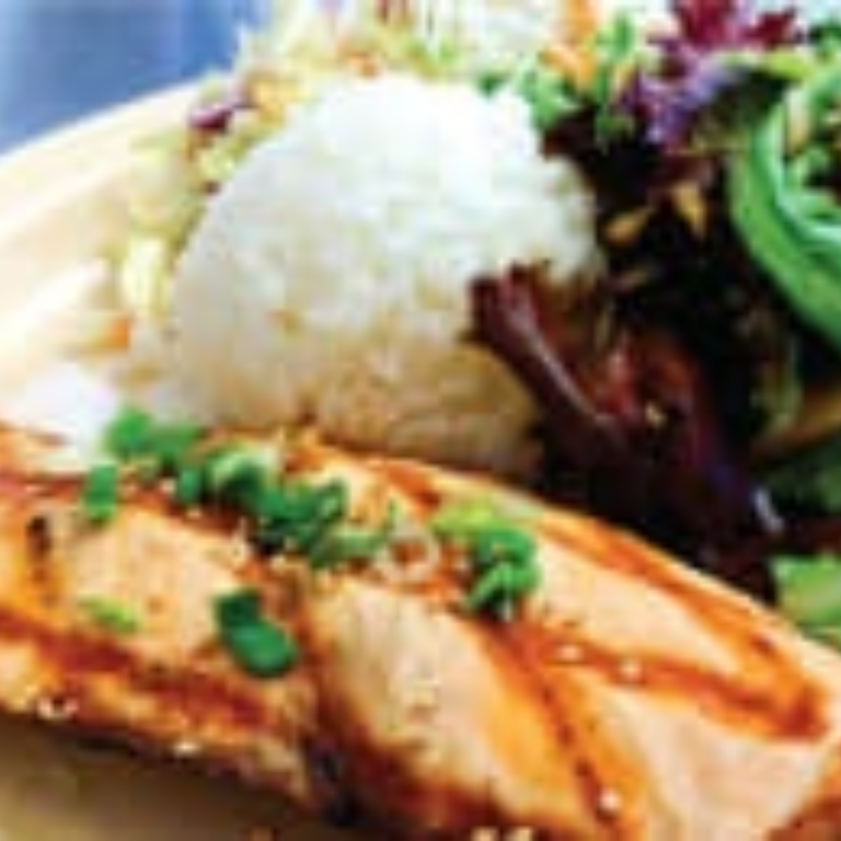 Salmon & Seafood Combo Plate.