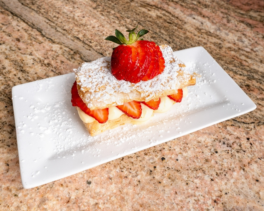 Millefoglie Custard and Strawberries.