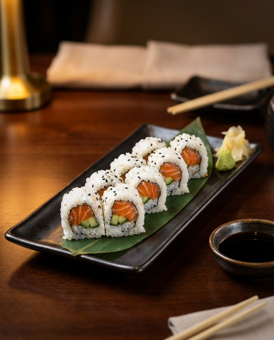 Spicy Salmon Roll Maki.