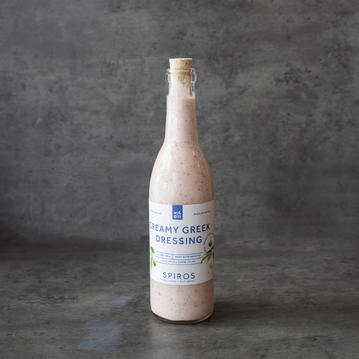 Bottle of Creamy Greek Dressing.