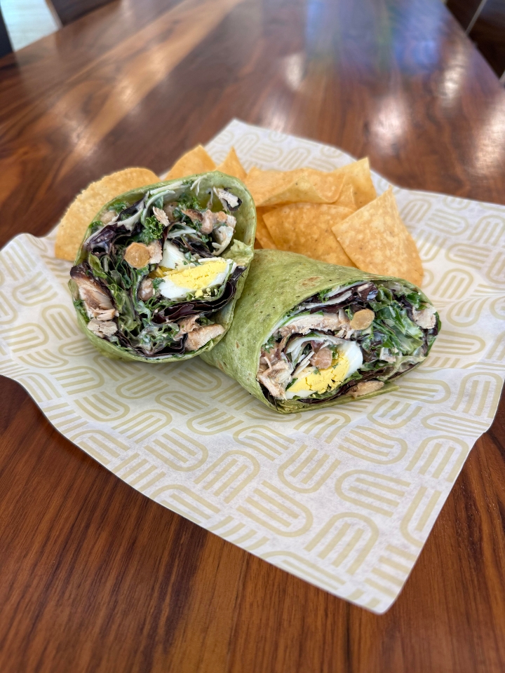 Kale Caesar Chicken Wrap.