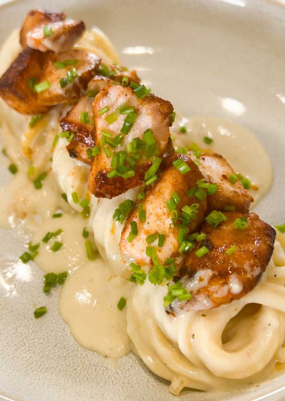 Salmon Alfredo.