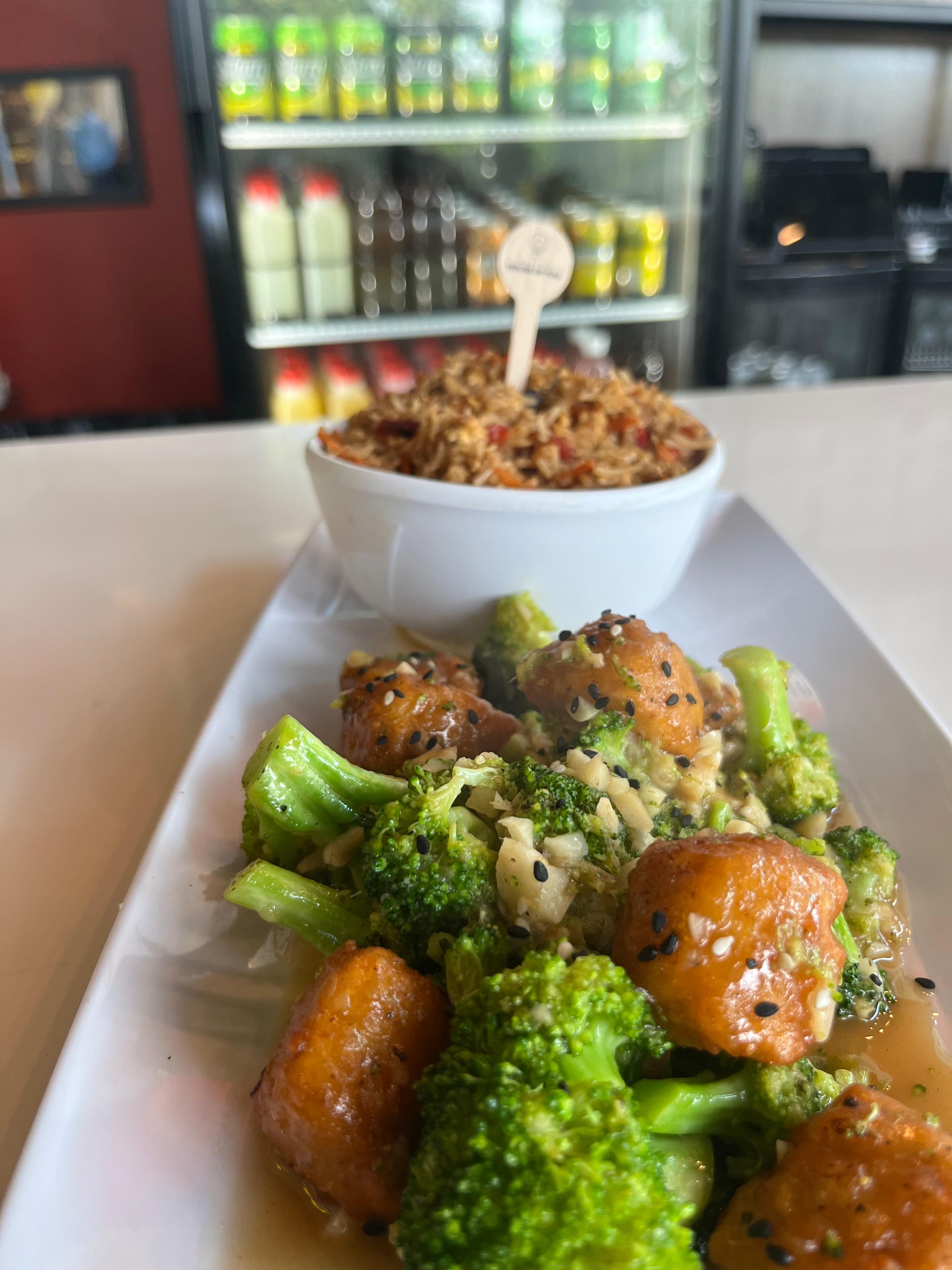 Thai Chick'n & Broccoli (Aisha's Plant Based Eatery).
