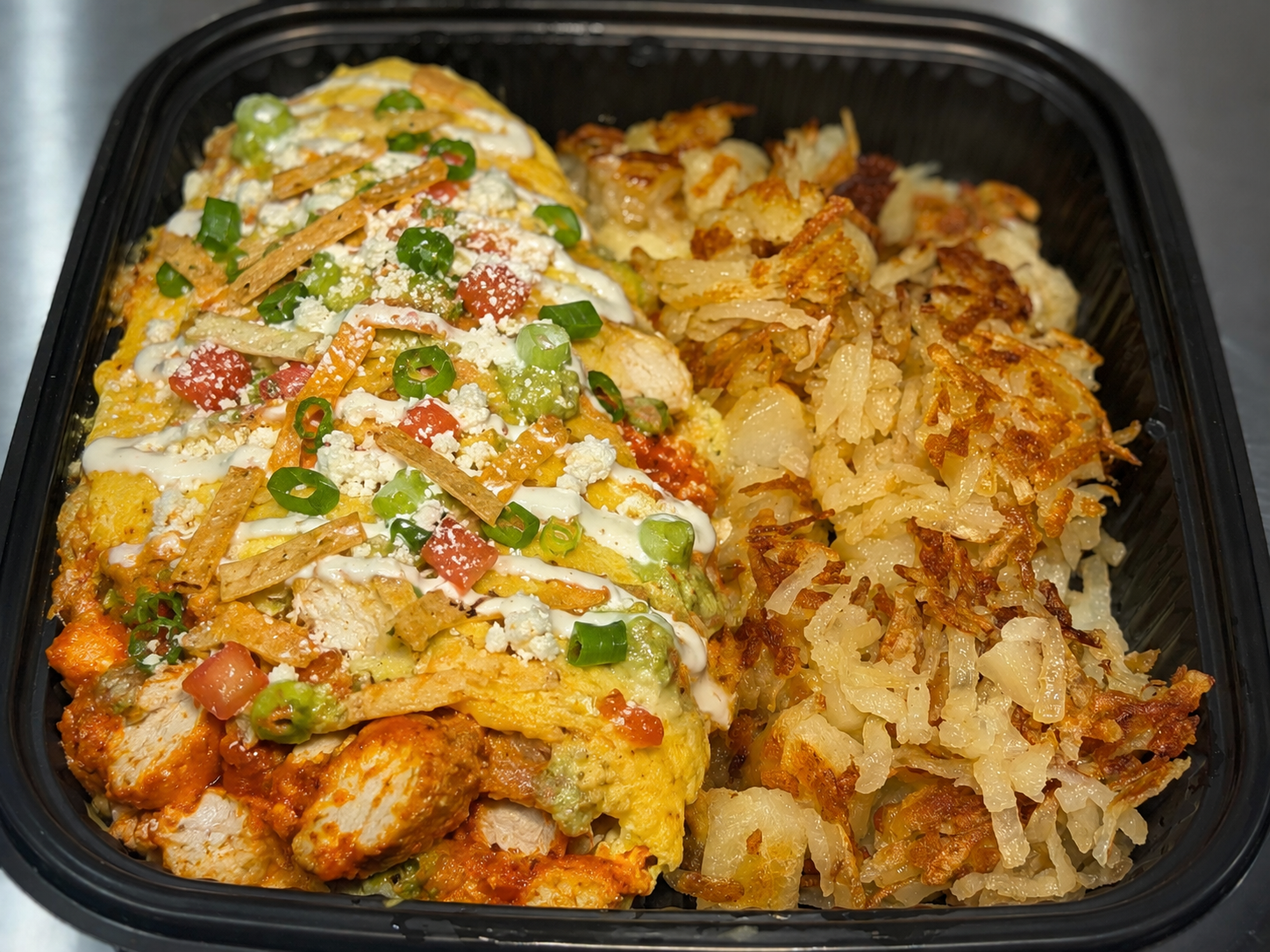 Buffalo Chicken Omelette.