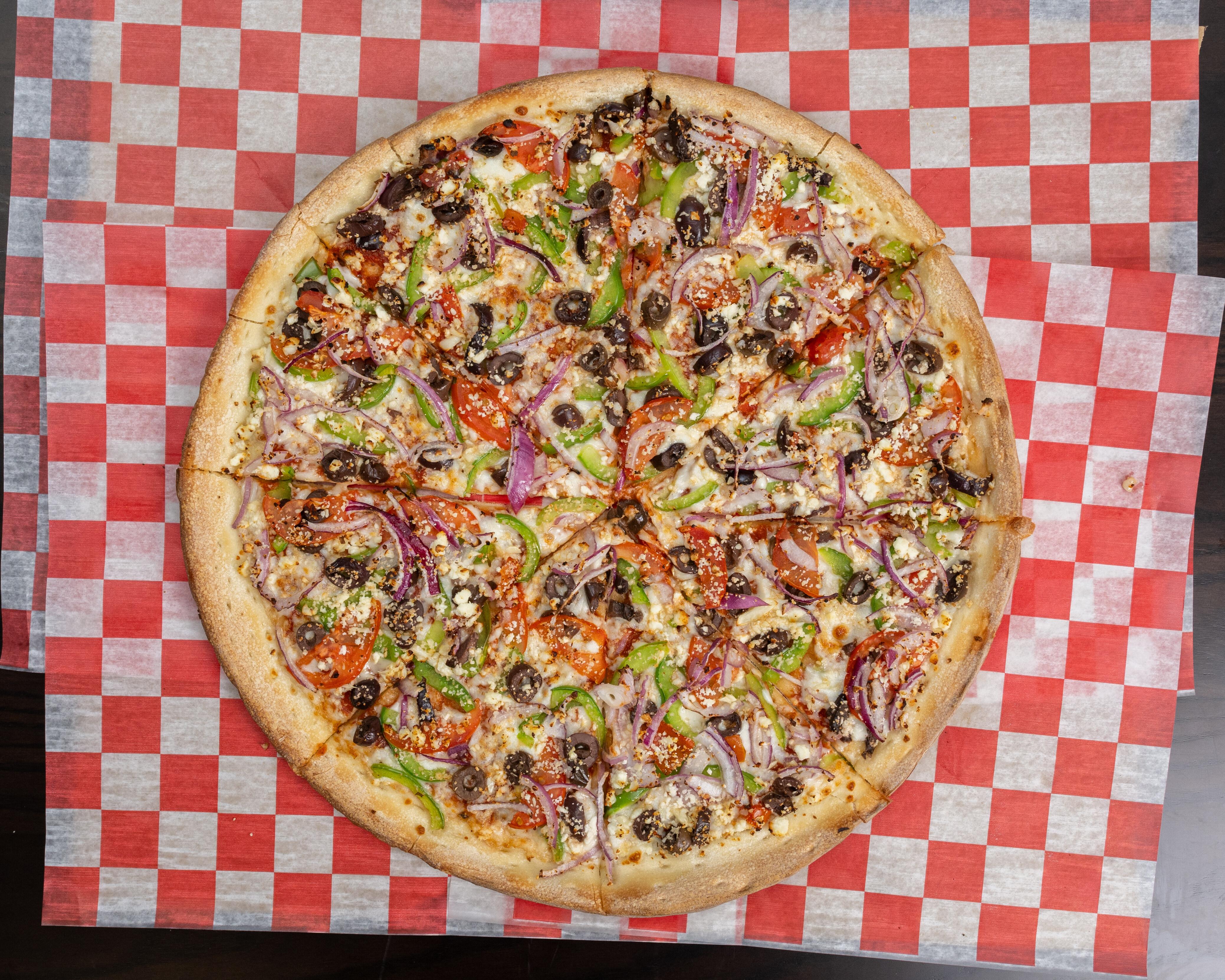 Mini 8" Greek Style Pizza.