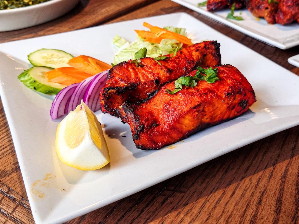 Tandoori Grilled Salmon Fish Tikka.