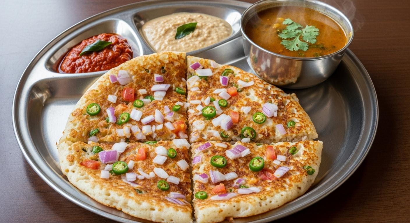 Onion Tomato Chili Utappam.