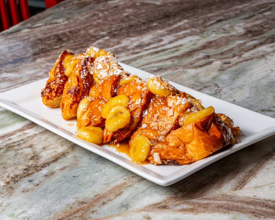 Banana Bourbon Coconut French Toast.