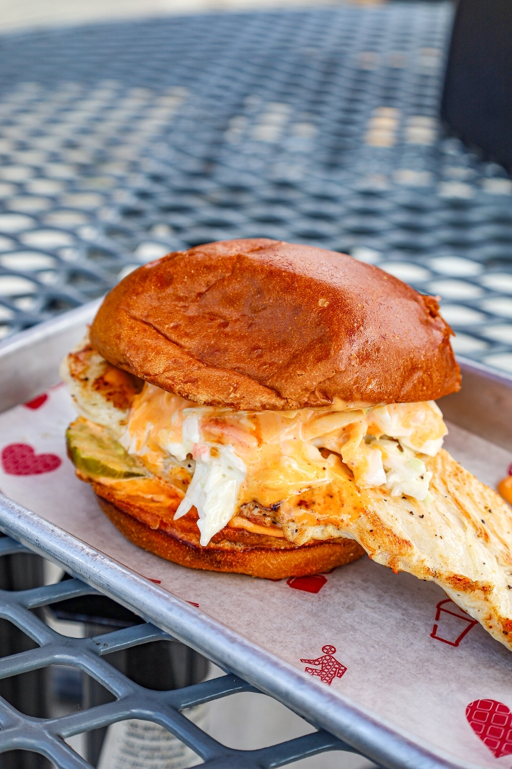 Backyard Grilled Chicken Sandwich (brioche bun).