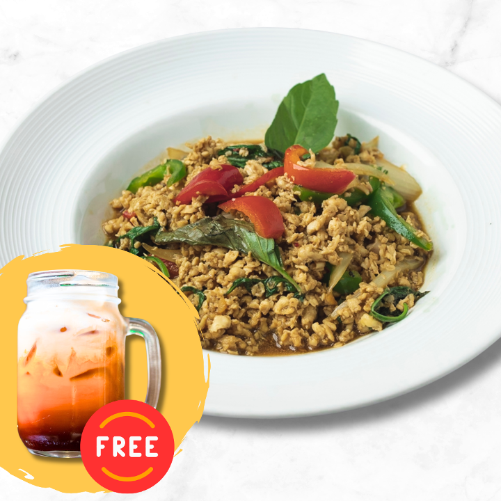 Ka Praw - Thai Basil Stir Fry (with FREE Thai Iced Tea).