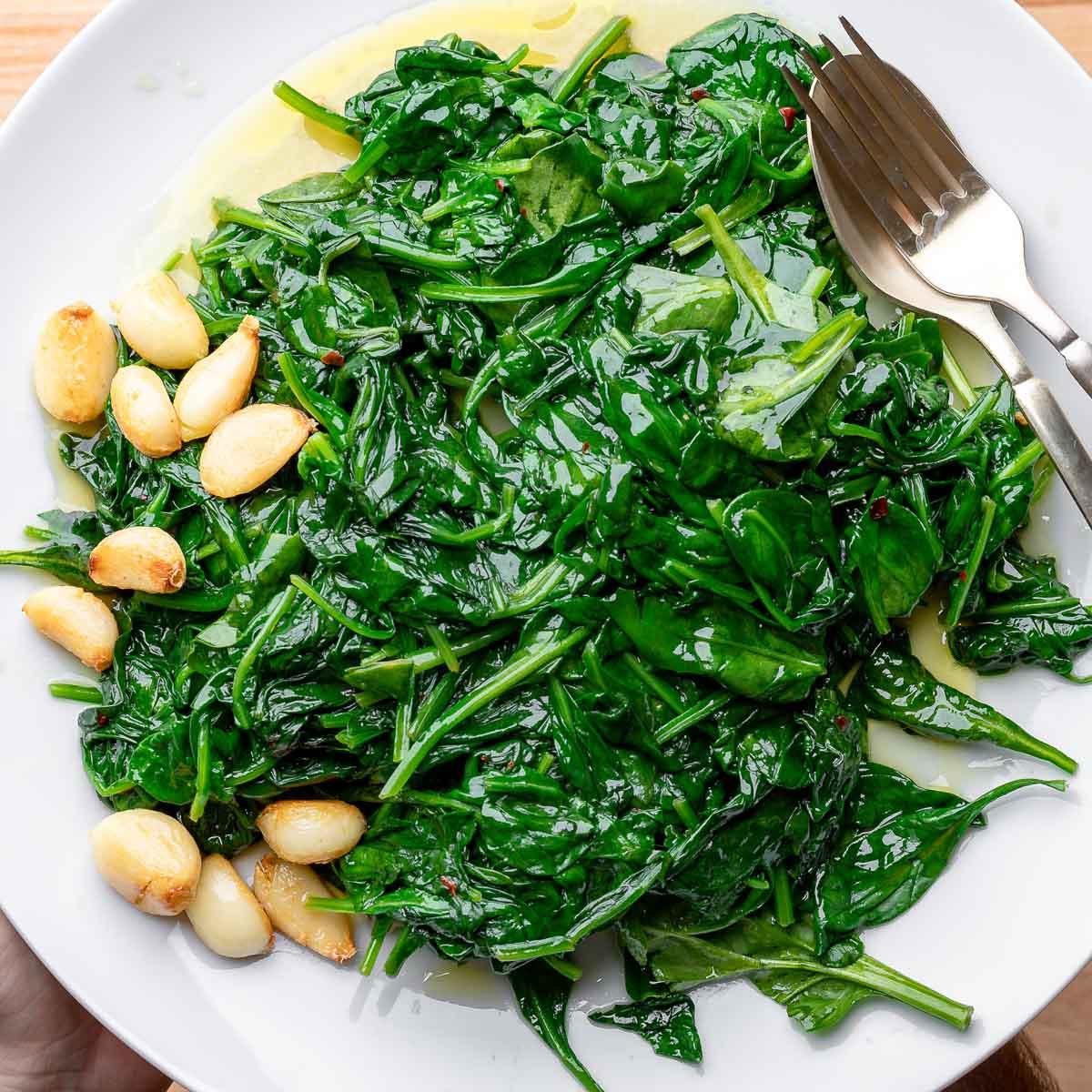 Sauteed Spinach.