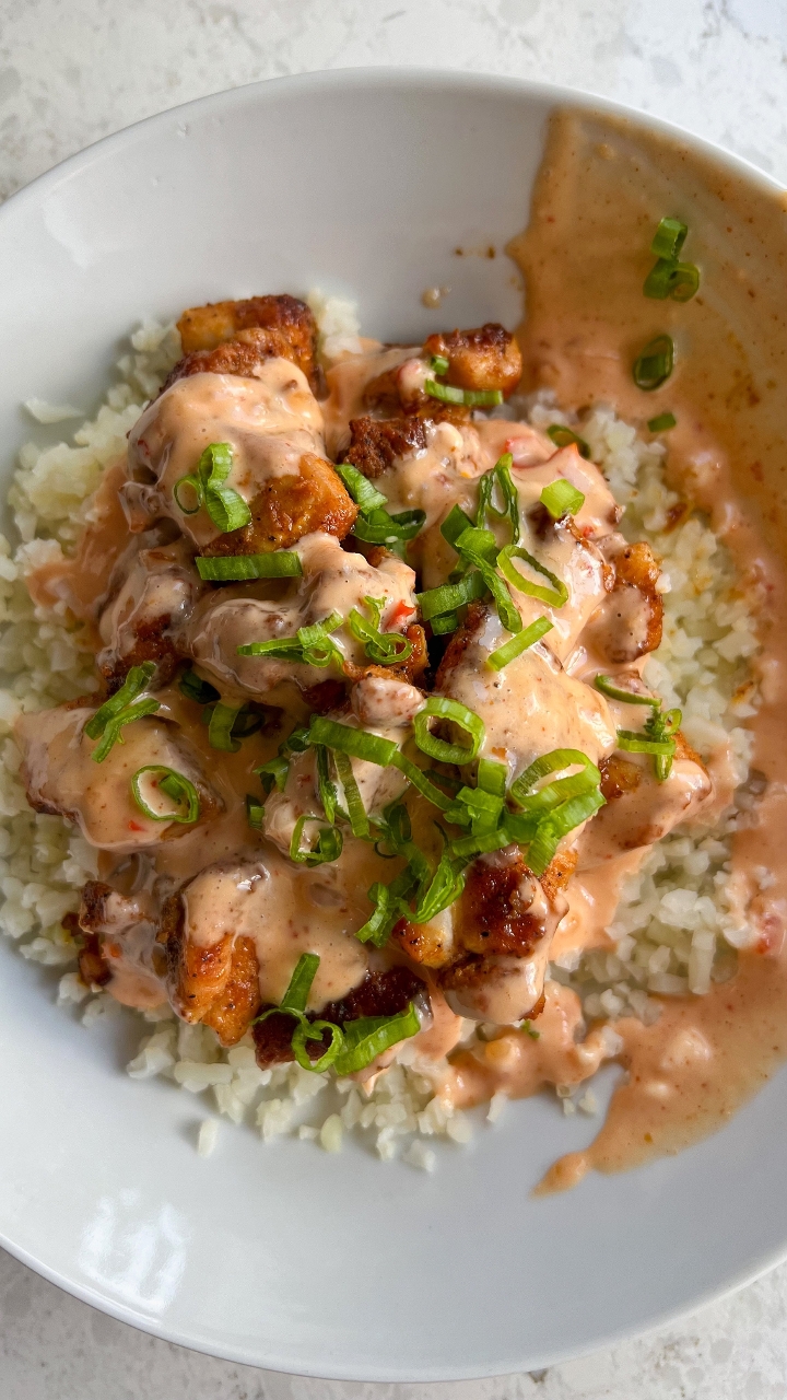 Japanese Bang Bang Fried Chicken Rice Bowl.