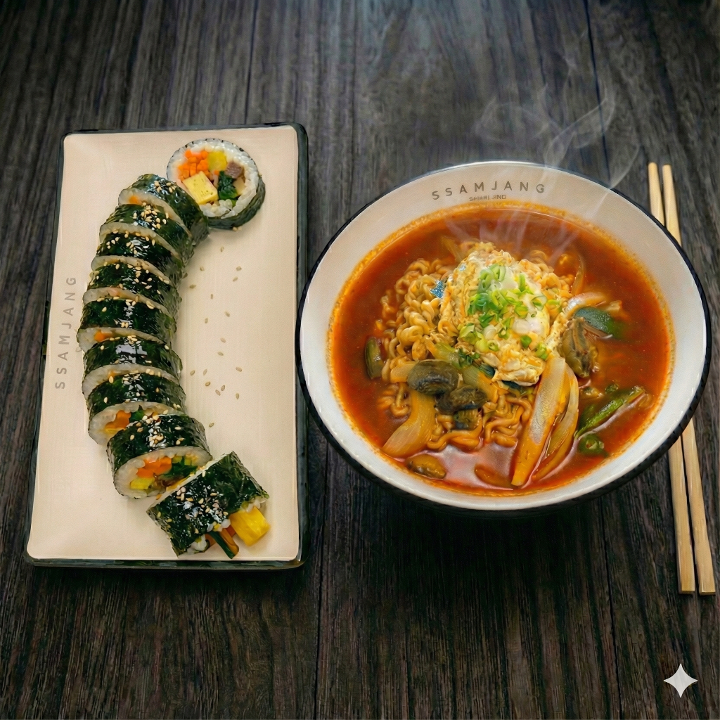 Veg Kimbap & Ramyeon Combo.