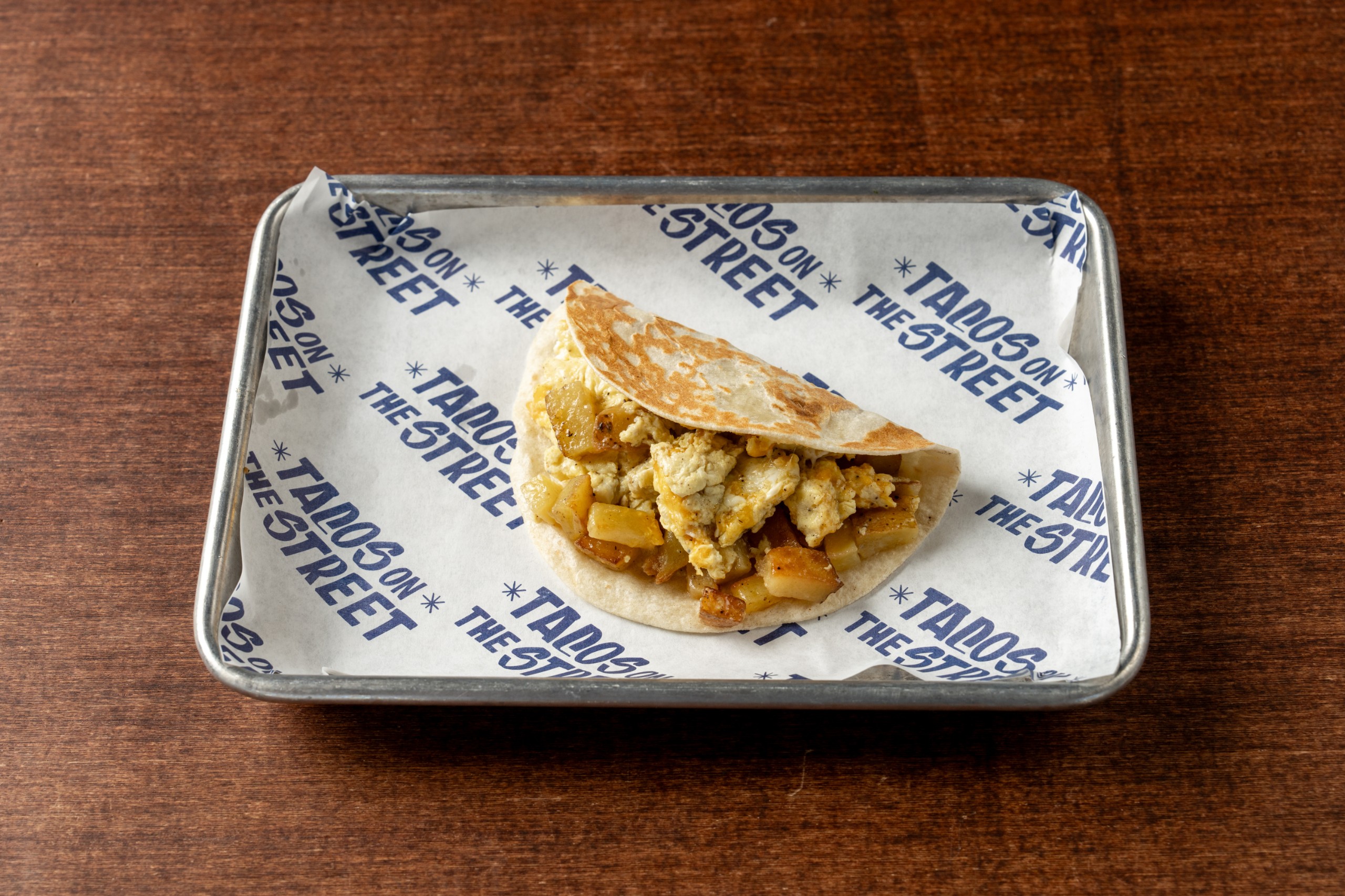 Potato, Cheddar, and Egg Breakfast Taco..