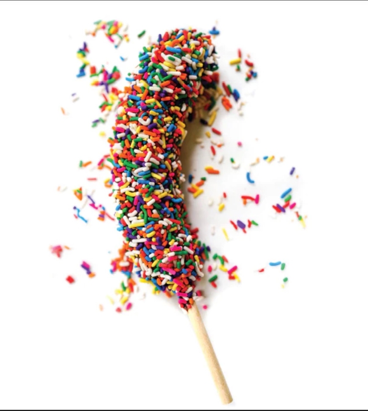 Rainbow Sprinkles Frozen Banana.