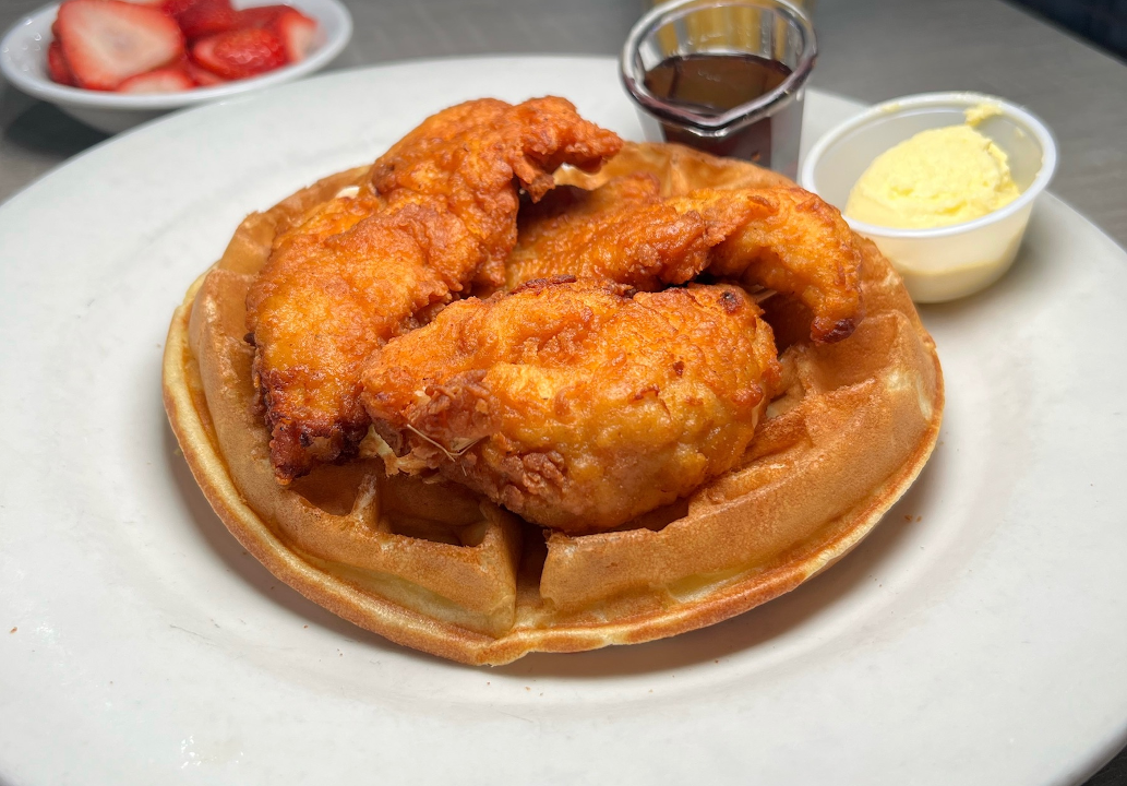 Chicken Strips & Waffle Plate.