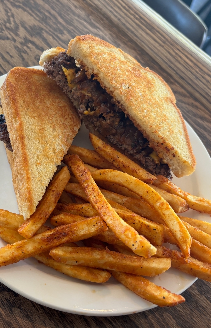 Everyday - Patty Melt w/ Caramelized Onions and Seasoned Fries.
