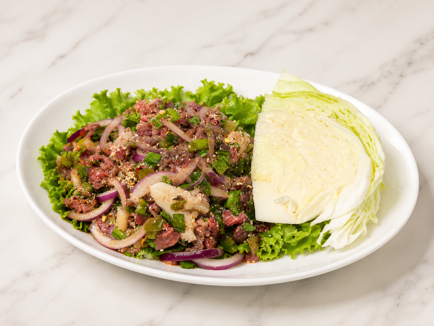 Raw Beef Salad "Koi Soi".