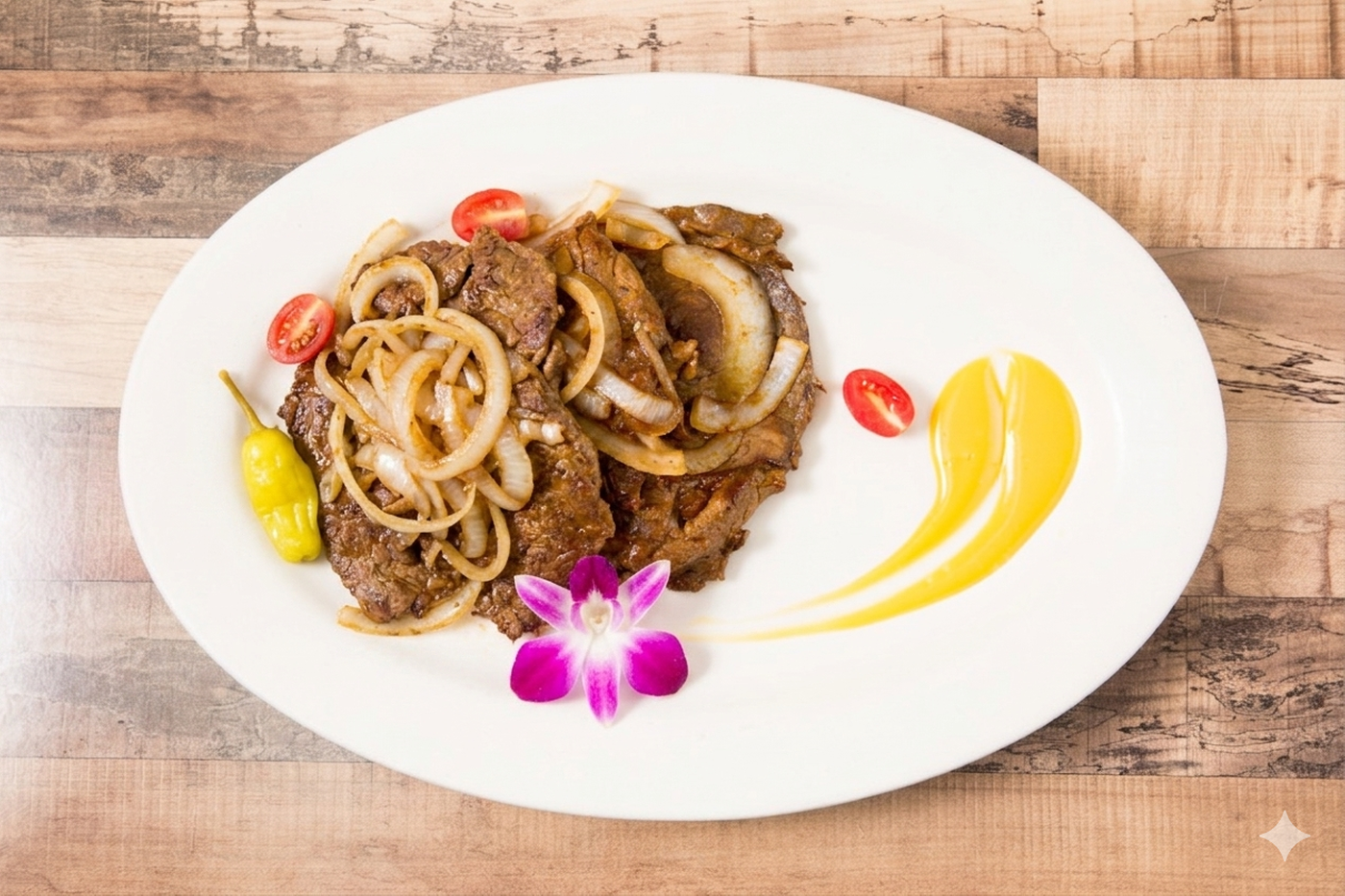 FAMILY meal: Steak with Onions - Bistec Encebollado.