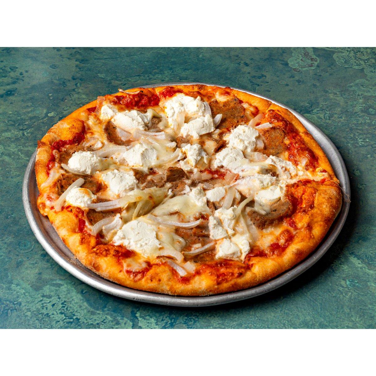 M.O.R. (meatball, onion, ricotta) Pizza.