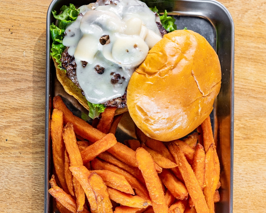 Mushroom Swiss Burger.