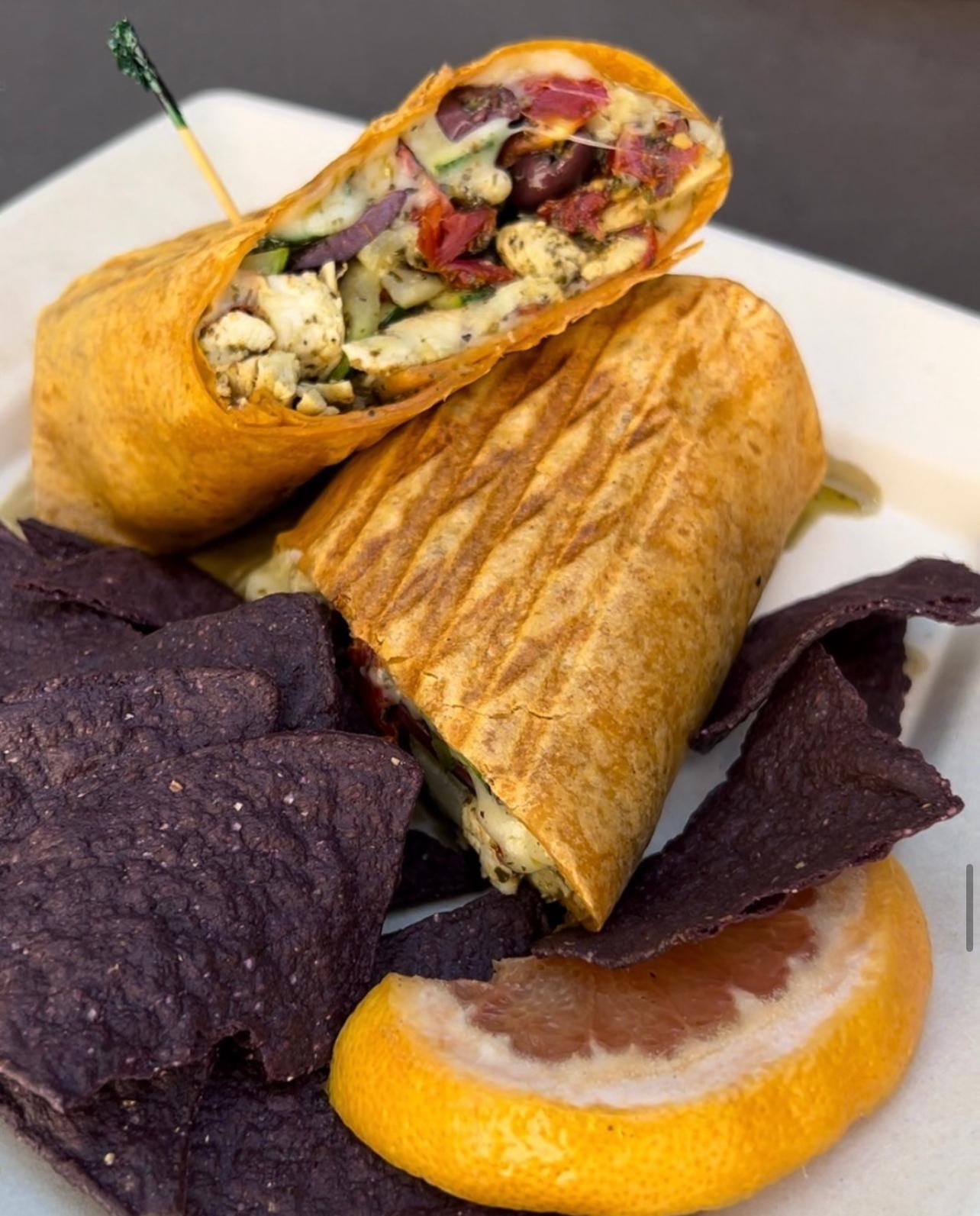 Parmesan Pesto Chicken Wrap.