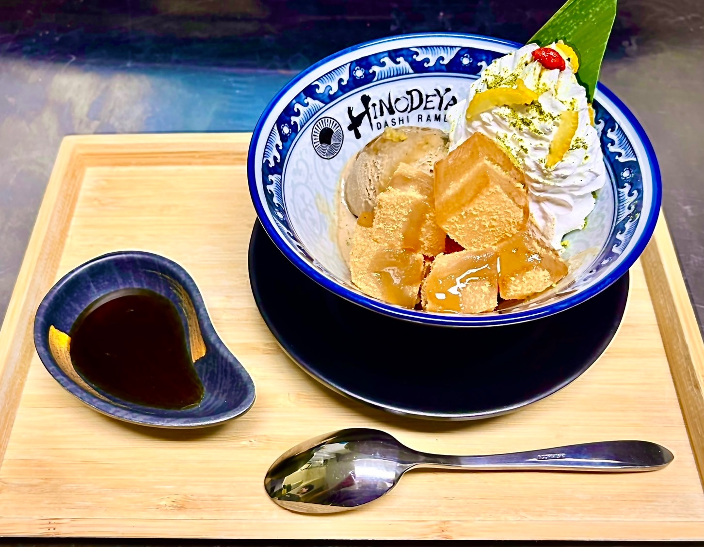 Warabi Mochi w/ Hojicha Ice Cream.