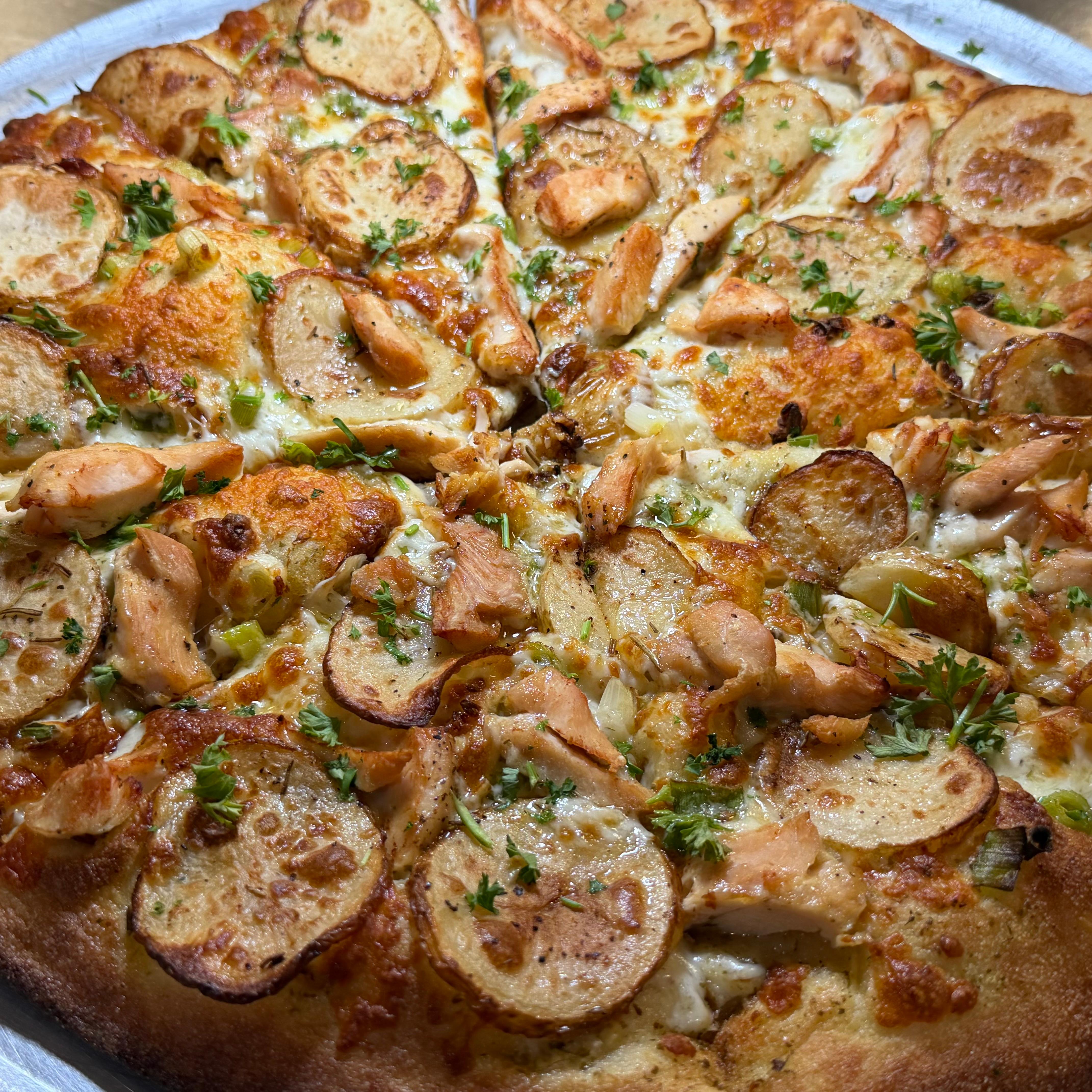 ROSEMARY POTATO CHICKEN PIZZA.