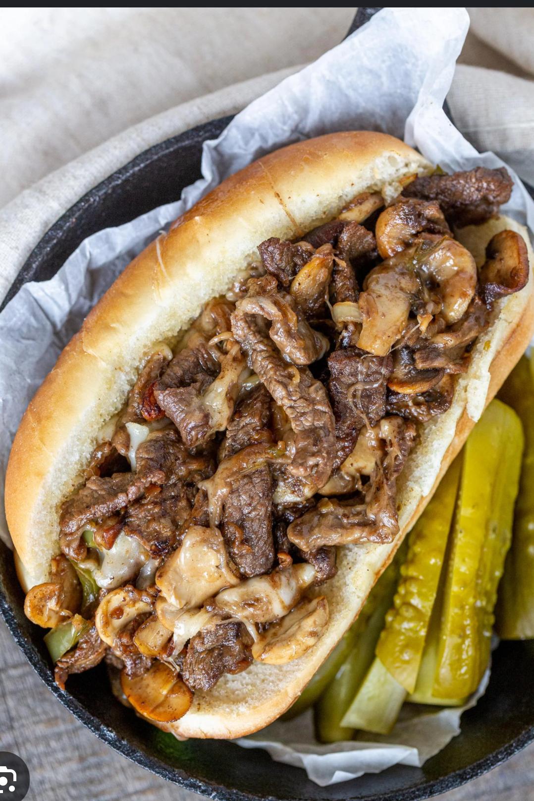 Cheesesteak and Mushroom Sub.