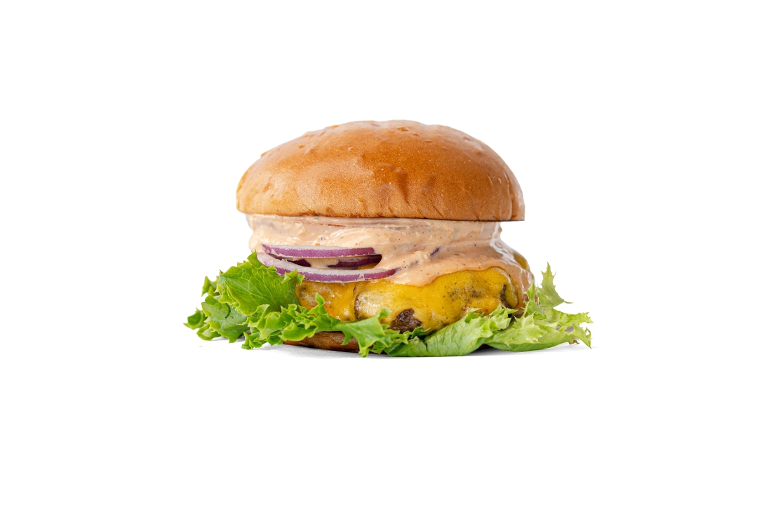 Pub Style Burger with Seasoned Fries.