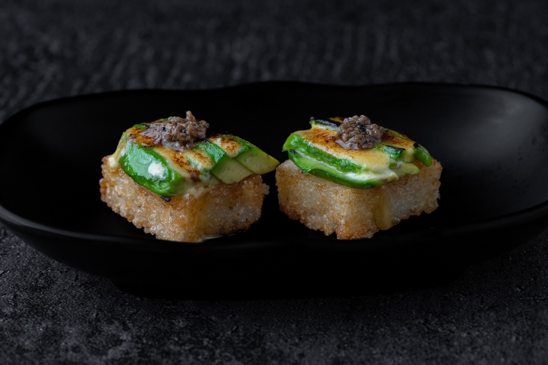 Miso Avocado Crispy Rice.