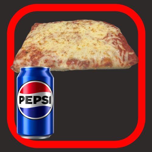 Jumbo Sicilian Cheese Slice & Drink.