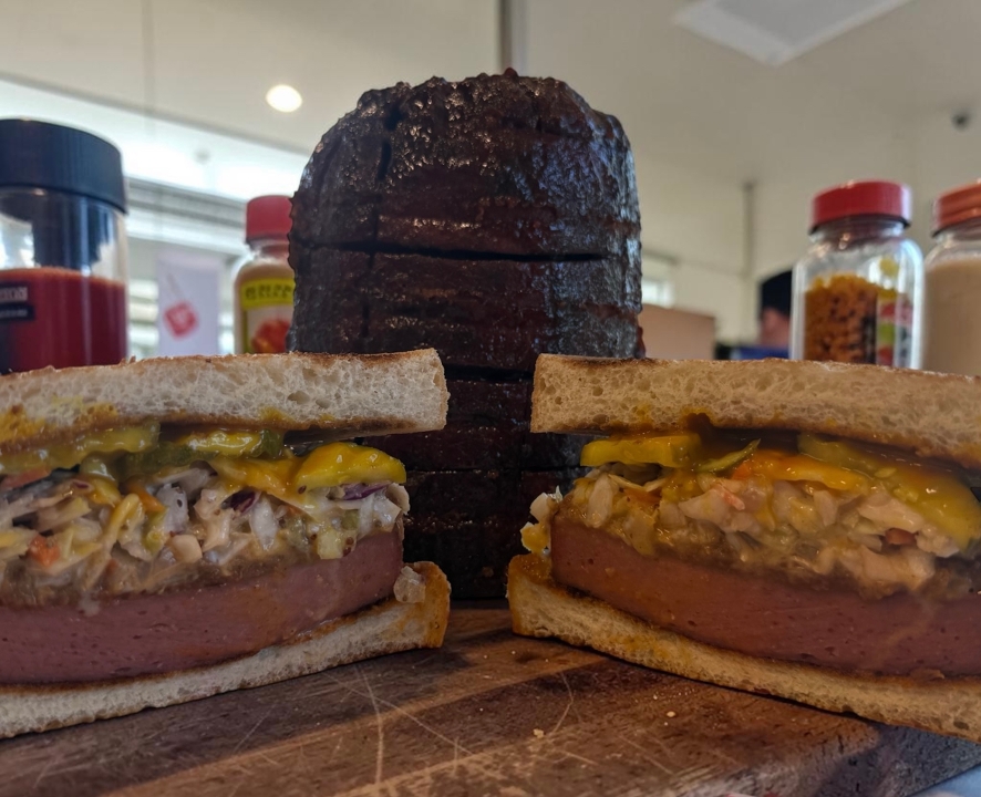 The Chef's Competition Smoked Bologna BBQ Sandwich.