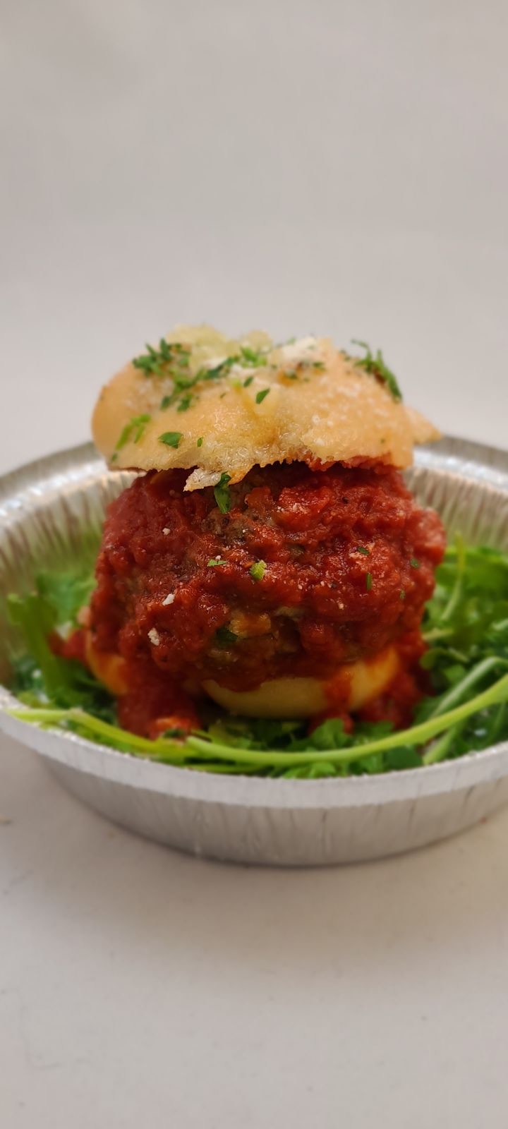 #8 Garlic Knot Meatball Slider.