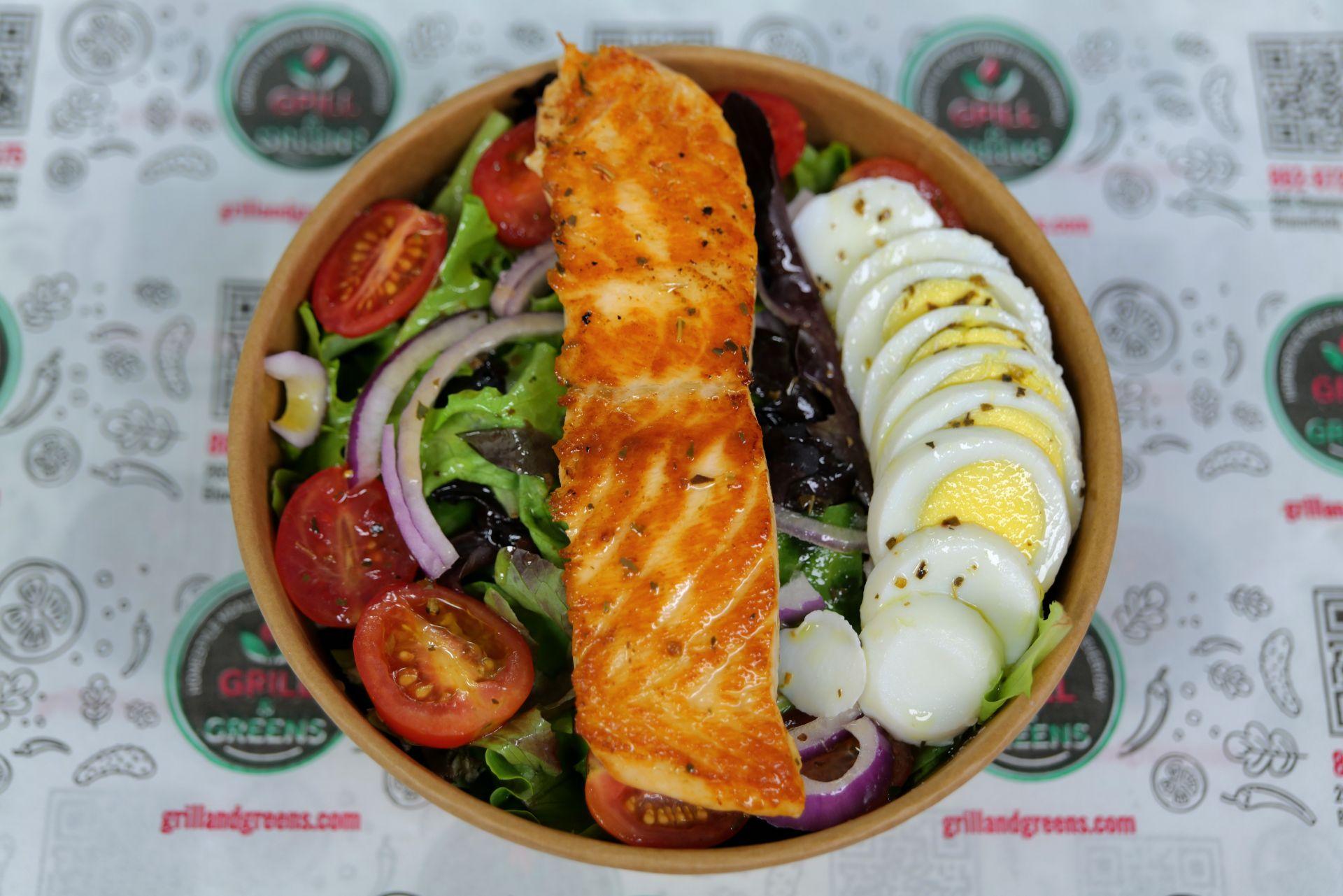 Grilled Salmon w/ Rice or House Salad.