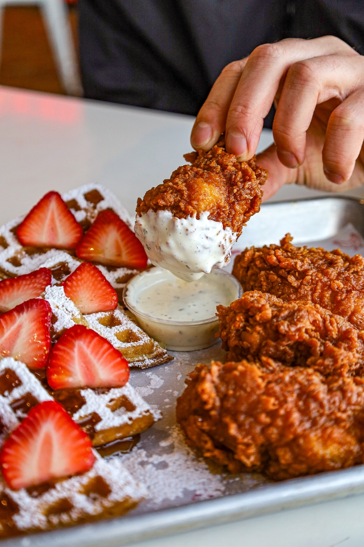 HOT Honey Wings and Waffles.