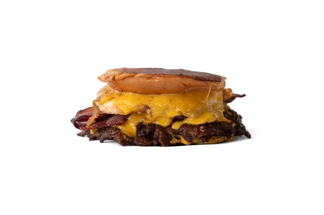 Grilled Cheese Smashed Burger with Seasoned Fries.