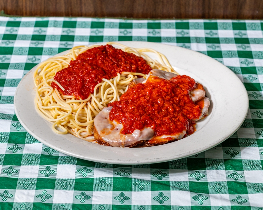Two Eggplant Parmigiana.