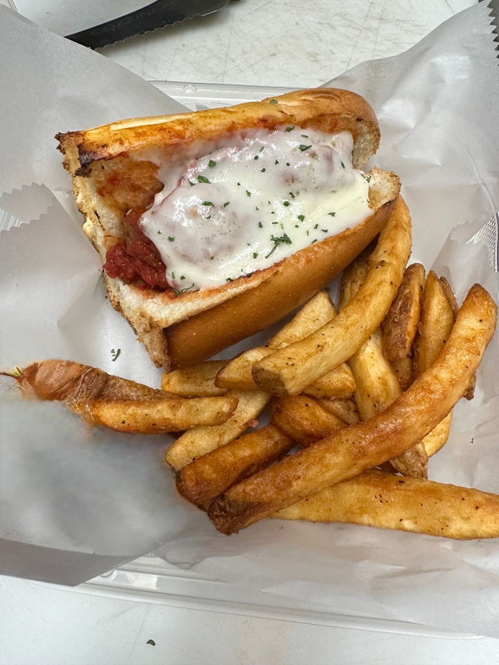 Half Chicken Parm Sub W/ Fries.