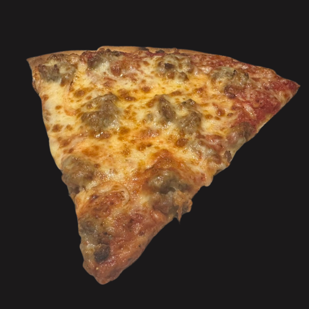 Thin Crust Sausage Pizza Slice.