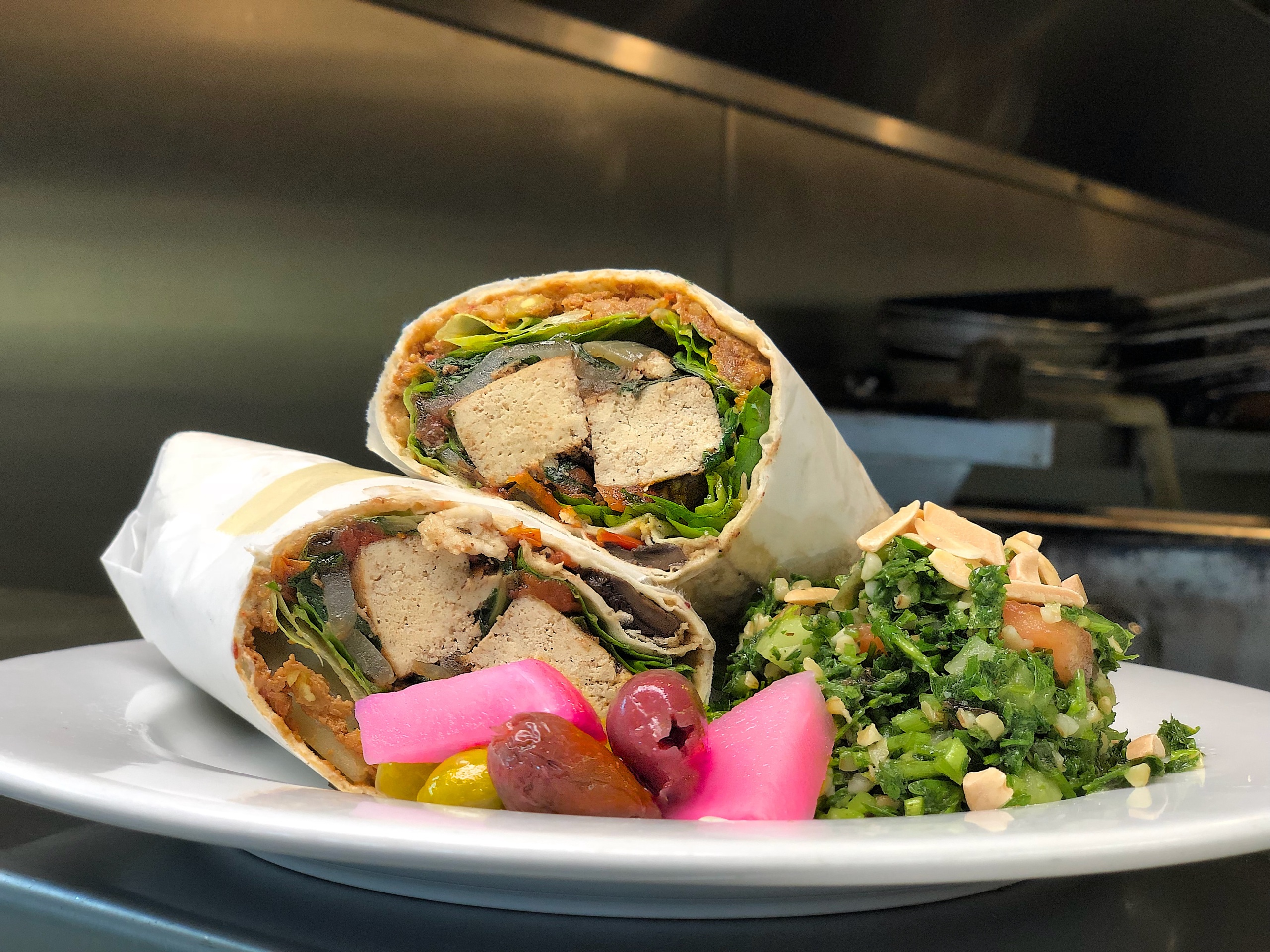 Tofu Portobello Wrap.