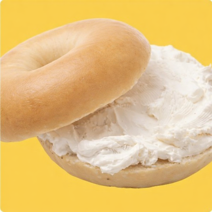 Mini bagel with spread.