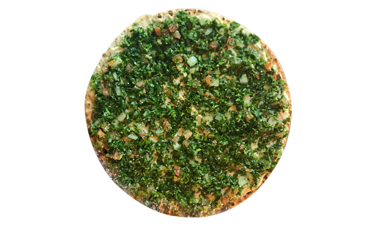 Hummus & Tabouli Flatbread Pizza.