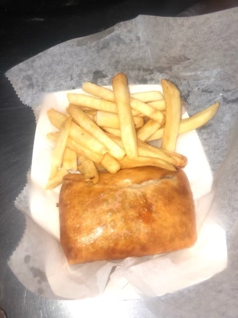 Pizza Puff With Fries.