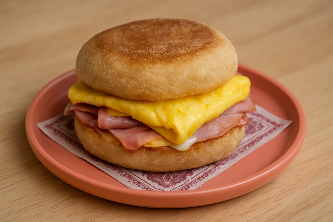 HAM BREAKFAST SANDWICH.