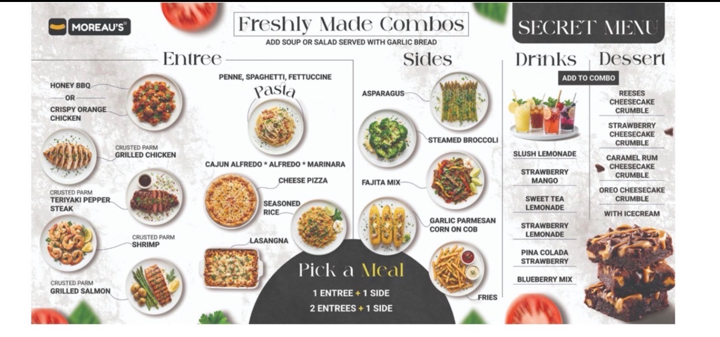 1 Entree + 1 Side + 1 Veggie.