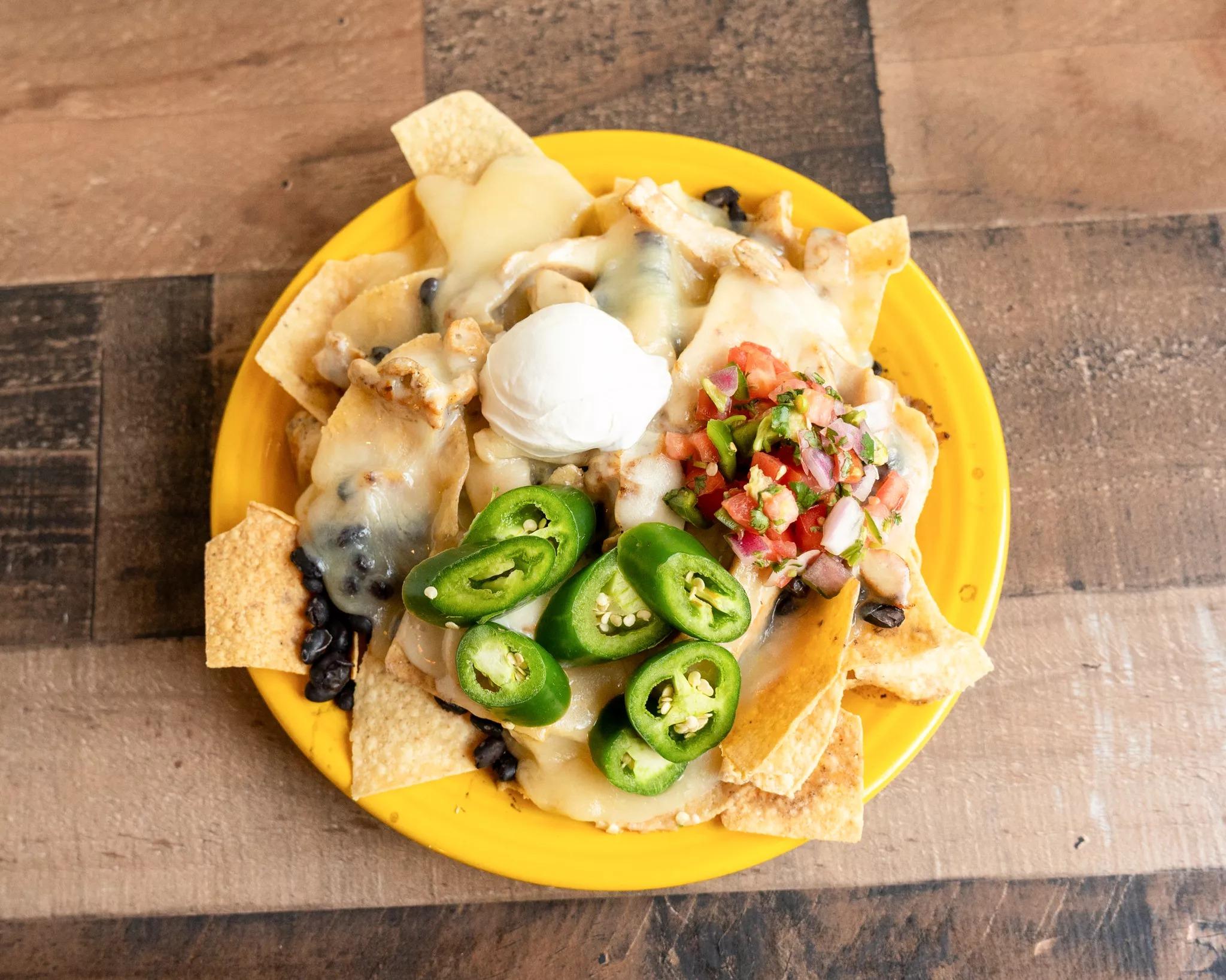 Lonely Mountain Black Bean Nachos.